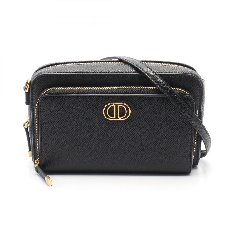 Dior Calo Double Clutch Shoulder Bag Leather Black